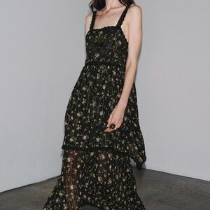 Zara Black Floral High Low Dress